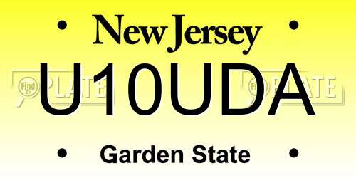 U10UDA New Jersey License Plate