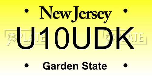 U10UDK New Jersey License Plate