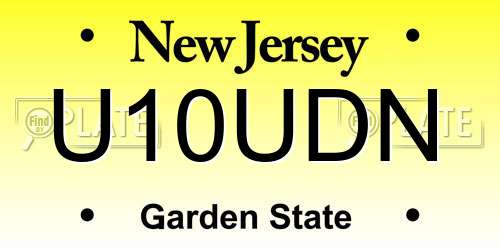 U10UDN New Jersey License Plate