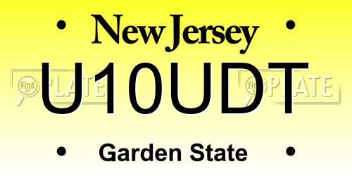 U10UDT New Jersey License Plate