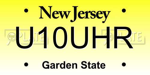 U10UHR New Jersey License Plate