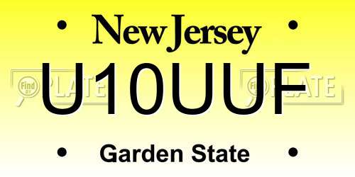 U10UUF New Jersey License Plate