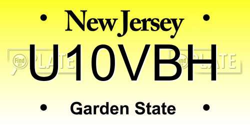 U10VBH New Jersey License Plate