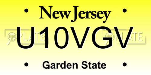 U10VGV New Jersey License Plate