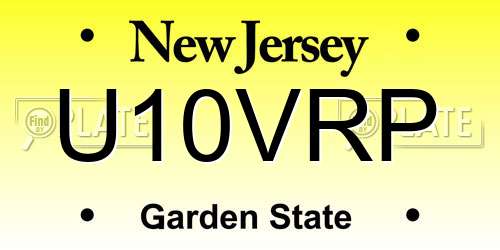 U10VRP New Jersey License Plate