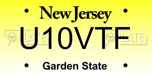 U10VTF New Jersey License Plate