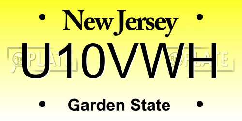 U10VWH New Jersey License Plate