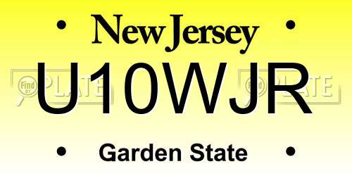 U10WJR New Jersey License Plate