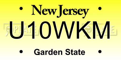 U10WKM New Jersey License Plate