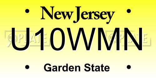 U10WMN New Jersey License Plate