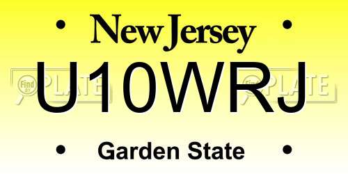 U10WRJ New Jersey License Plate