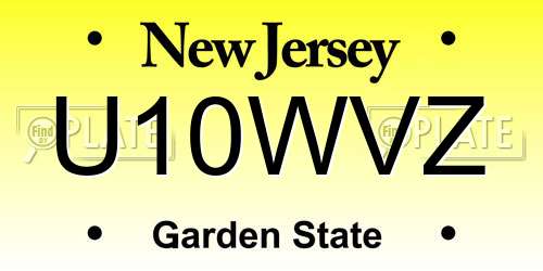 U10WVZ New Jersey License Plate