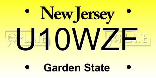 U10WZF New Jersey License Plate