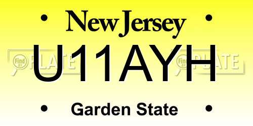 U11AYH New Jersey License Plate