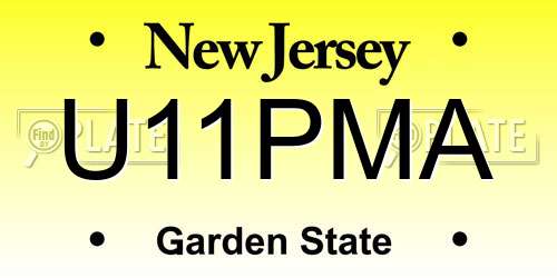 U11PMA New Jersey License Plate