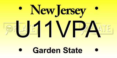 U11VPA New Jersey License Plate