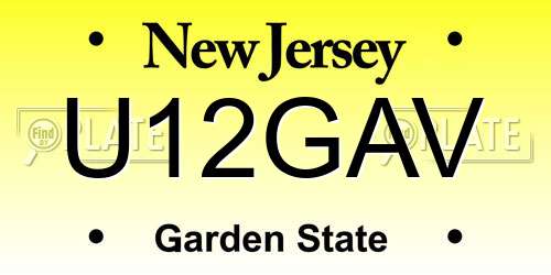 U12GAV New Jersey License Plate