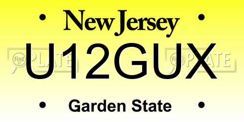 U12GUX New Jersey License Plate