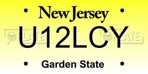 U12LCY New Jersey License Plate
