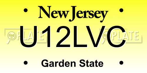 U12LVC New Jersey License Plate