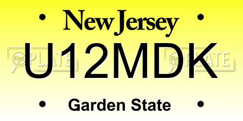 U12MDK New Jersey License Plate