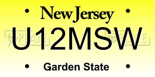 U12MSW New Jersey License Plate