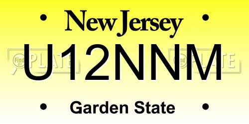 U12NNM New Jersey License Plate