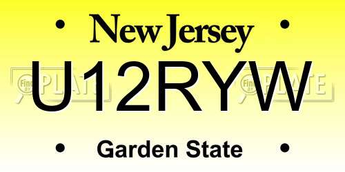 U12RYW New Jersey License Plate