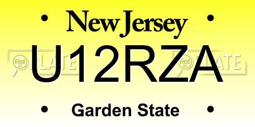 U12RZA New Jersey License Plate