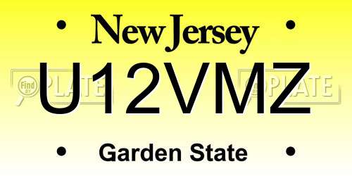 U12VMZ New Jersey License Plate