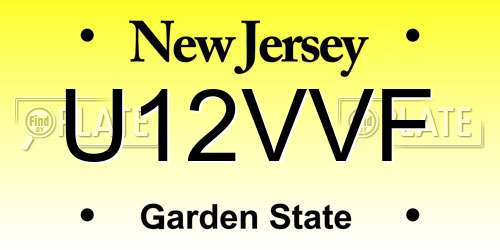 U12VVF New Jersey License Plate
