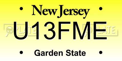 U13FME New Jersey License Plate