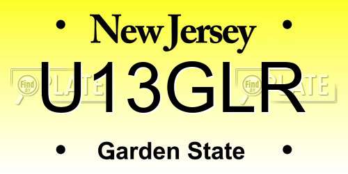 U13GLR New Jersey License Plate