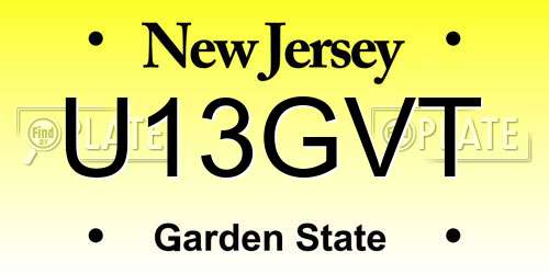 U13GVT New Jersey License Plate