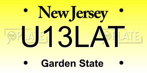 U13LAT New Jersey License Plate