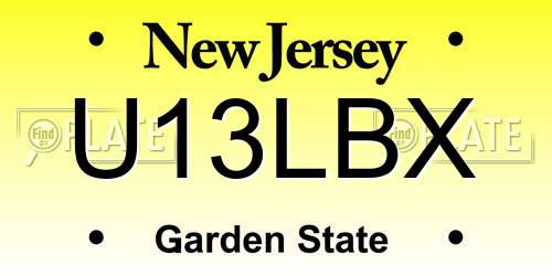 U13LBX New Jersey License Plate