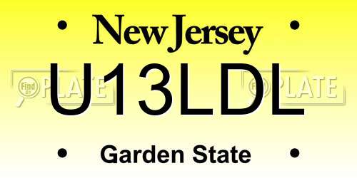 U13LDL New Jersey License Plate