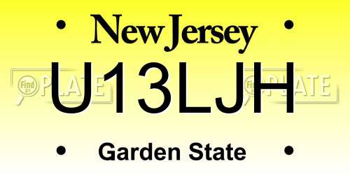 U13LJH New Jersey License Plate
