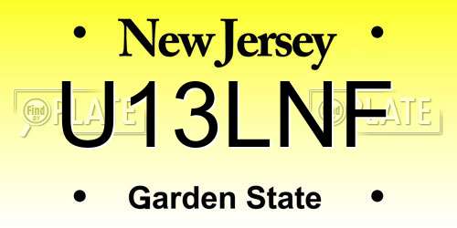 U13LNF New Jersey License Plate