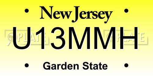 U13MMH New Jersey License Plate