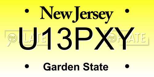 U13PXY New Jersey License Plate