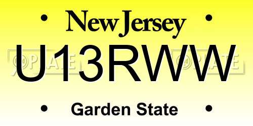 U13RWW New Jersey License Plate
