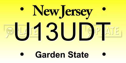 U13UDT New Jersey License Plate