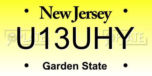 U13UHY New Jersey License Plate