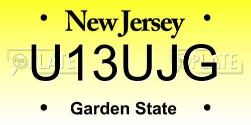 U13UJG New Jersey License Plate