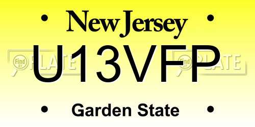 U13VFP New Jersey License Plate