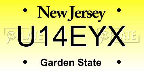 U14EYX New Jersey License Plate