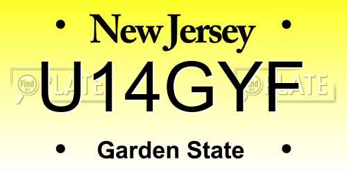 U14GYF New Jersey License Plate