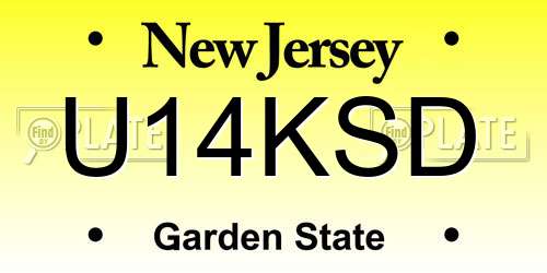 U14KSD New Jersey License Plate