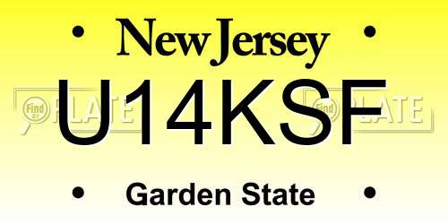 U14KSF New Jersey License Plate
